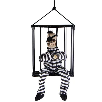 

Halloween Decor Bar Trick Motion Sensor Battery Operated Hanging Prison KTV Sound Control Ghost Prisoners Prop Glowing Eye