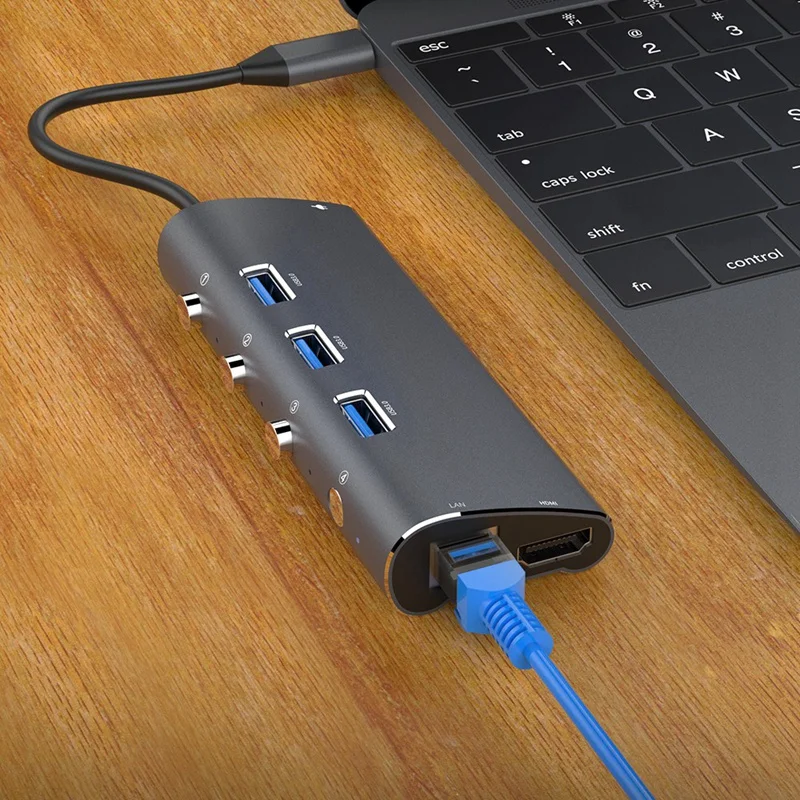 Тип-C док-станция для 6-в-1 конвертер Тип с разъемами типа C и Hdmi гигабитный сетевой карты