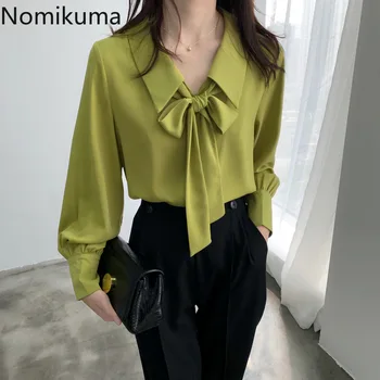 

Nomikuma Chiffon Ladies Tops Shirt Female Bow Tie Peter Pan Collar Blouse Korean Elegant Blusas Mujer De Moda 2020 New 3Z357