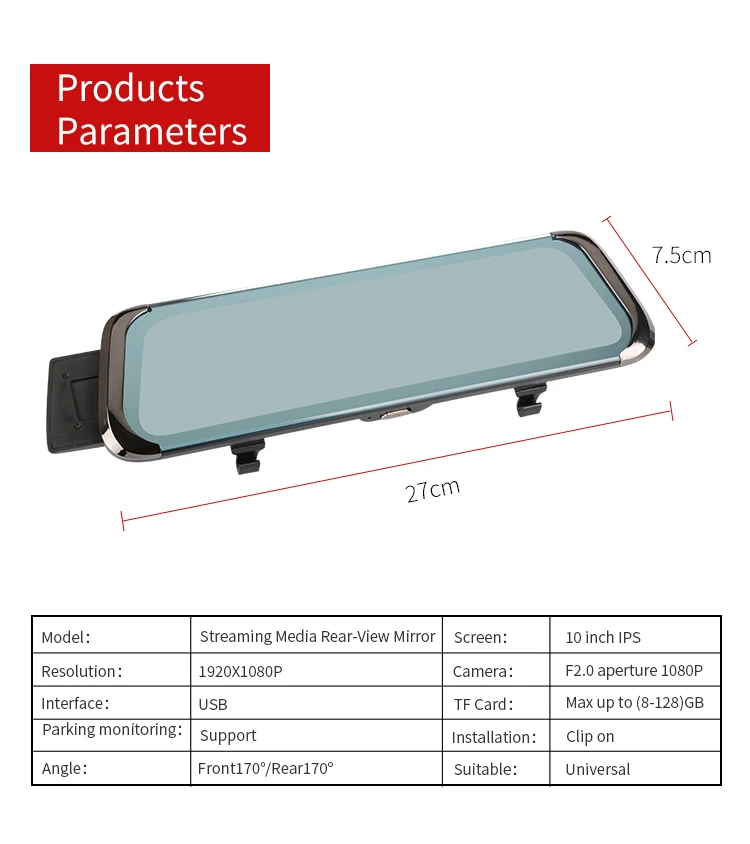 Limouback 1" Dash cam сенсорный экран 1080P поток зеркало заднего вида Автомобильные камеры DVR циклическая запись ночного видения двойной объектив G-senso