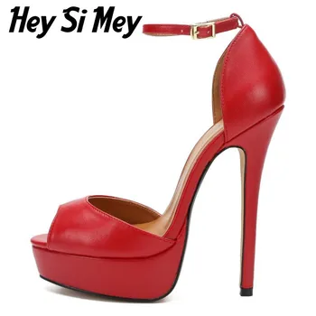 

Rubber bottom PU stiletto bag with fish mouth ladies sandals waterproof platform high heel high quality sexy men and women shoes