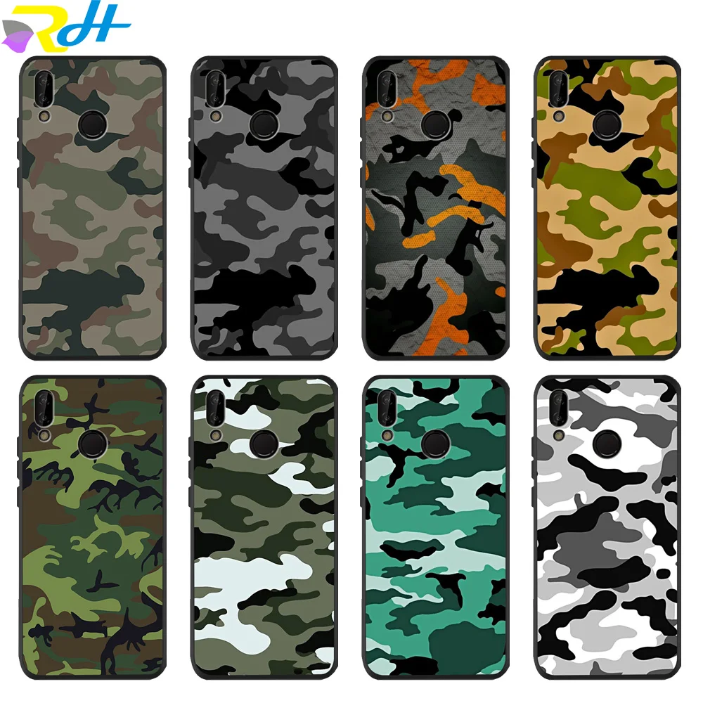 

Fashion camouflage cell phone Case For Huawei P8 Lite 2017 P20 Lite Coque Etui P20 P30 Por P smart Soft TPU Cover