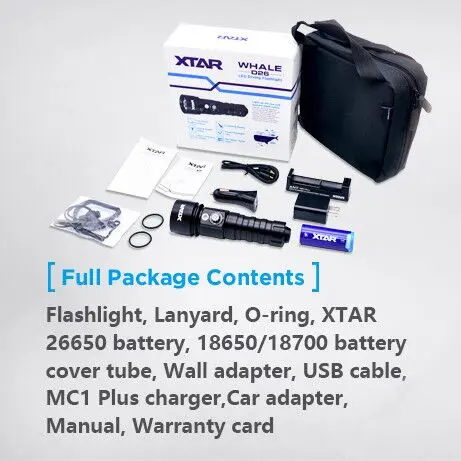 XTAR D26 SET XTAR D26 вспышка для подводного погружения и светильник CREE XM-L2 U3 Макс 1100 люмен 4 режима погружения светильник подводный 100 м ручной светильник Подводный фонарь - Испускаемый цвет: XTAR D26 SET