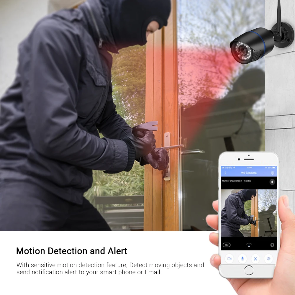Беспроводная уличная камера Hamrolte HD 1080P Yoosee с Wi Fi Onvif запись звука обнаружение