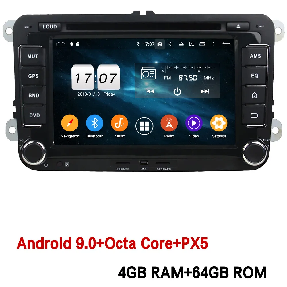 Klyde 4G Android 9 Восьмиядерный 4 Гб+ 64 Гб DSP BT автомобильный DVD мультимедийный плеер для Volkswagen Tiguan Touran Lavida Passat Multivan T5 CC - Цвет: 4GB RAM x 64GB ROM