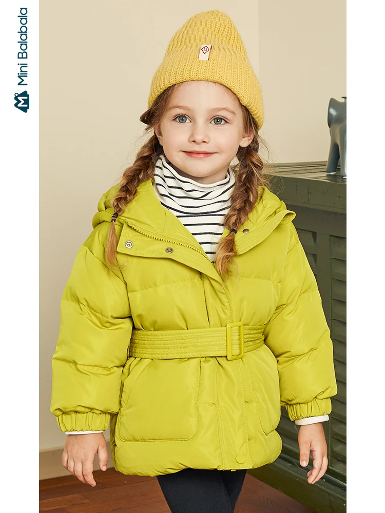 

Minibalabala Children's down jacket girls down jacket 2019 winter new style waist children's clothes