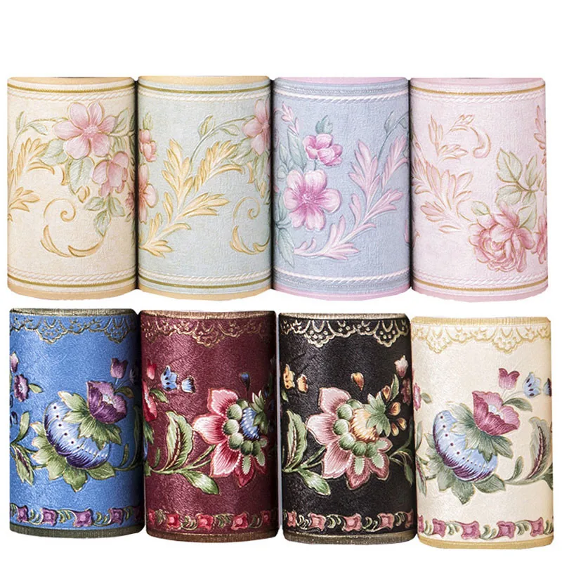 Adesivo de Cintura para Parede para Banheiro Cozinha à Prova Dágua Autoadesivo Borda Floral Papel de Parede
