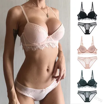 

Sexy Women Bra Push Up Gather Brassiere Suit Lace Bra Sexy Female Bra & Brief Sets Co25