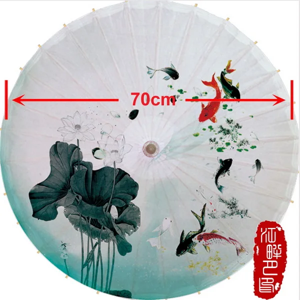 Diameter 70CM Chinese Landscape Painting Parasol Decorative Oil Paper Umbrella For Classical Cheongsam Dance Performing Umbrella - Цвет: Diameter 70CM