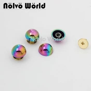 

10-50 pieces 11mm Rainbow round head metal stud DIY bag bottom rivets with screw fitting studs