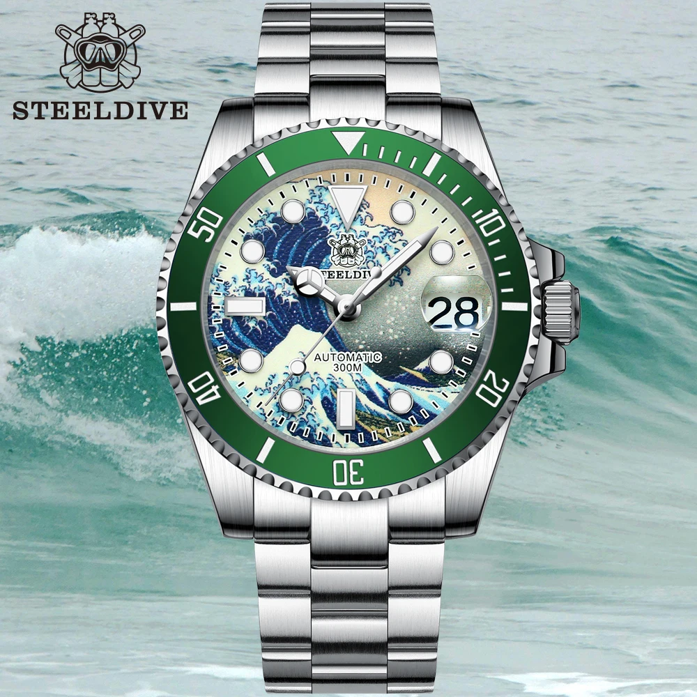 Steeldive Sd1953j Full Lumilous The Great Wave Off Kanagawa Dial 300m
