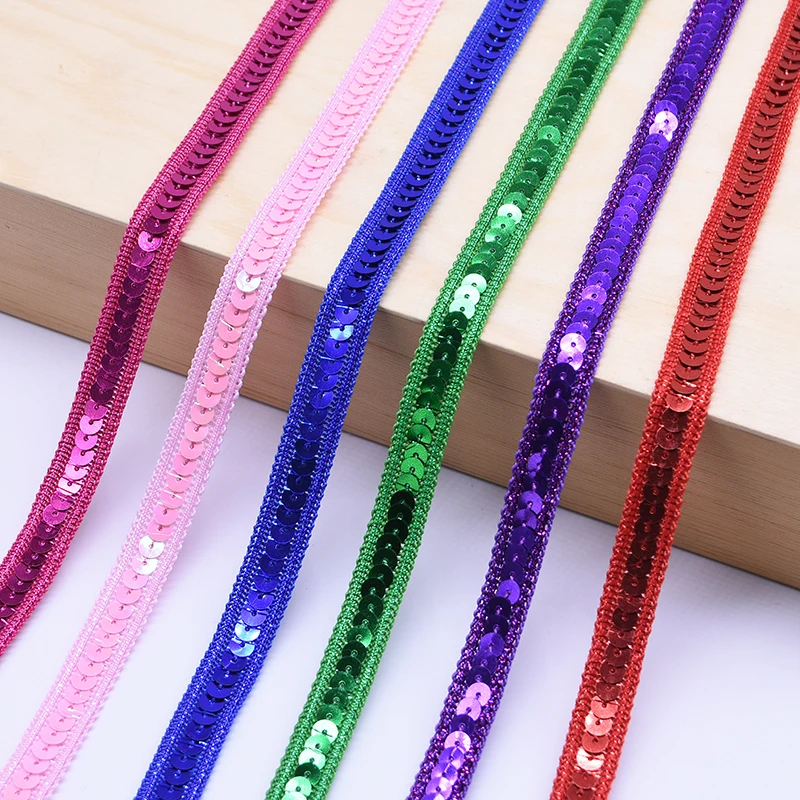 

5 Meter Shiny Sequins Lace Trimming Ribbon DIY Polyester Fabric Braided Lace Wedding Decoration Home Party Sewing Accessories