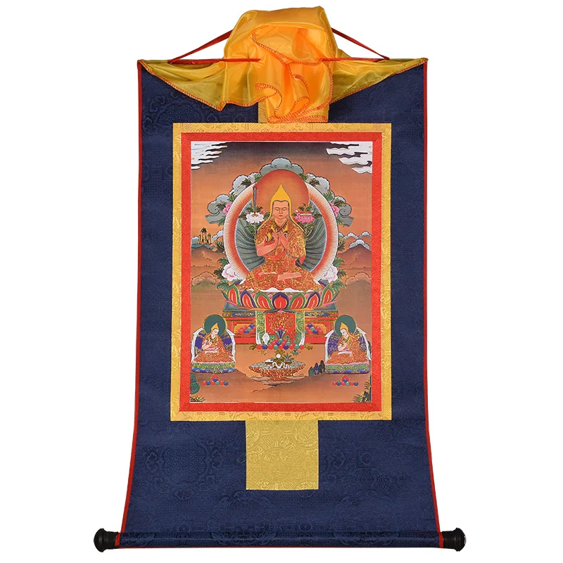 20X34CM Тибетский тангка картины Тибетский буддизм позолоченная статуя Будды тсонхапа висячие украшения Thangka - Цвет: 20X34CM