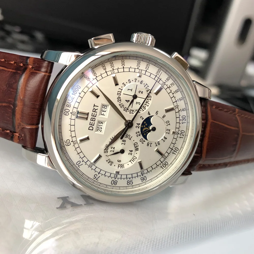 pulso fase da lua branco dial prata