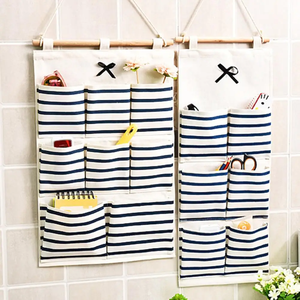 

New 6/8 Pockets Cotton Linen Fabric Wall Door Hanging Bag Organizer Storage Pouch