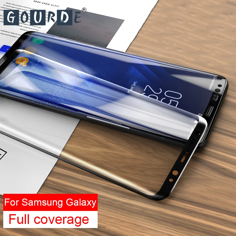

Gourde Full Curved Tempered Glass For Samsung Galaxy S9 S8 Plus Note 8 9 Screen Protector for Galaxy A8 A6 2018 Protective Film