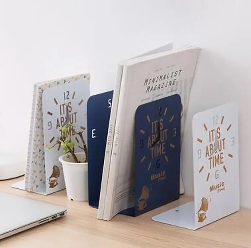 

2 pcs/pair Fashion Bookshelf Metal Bookend Desk Holder Stand for Books Organizer Gift Stationery Support Holder home decoration