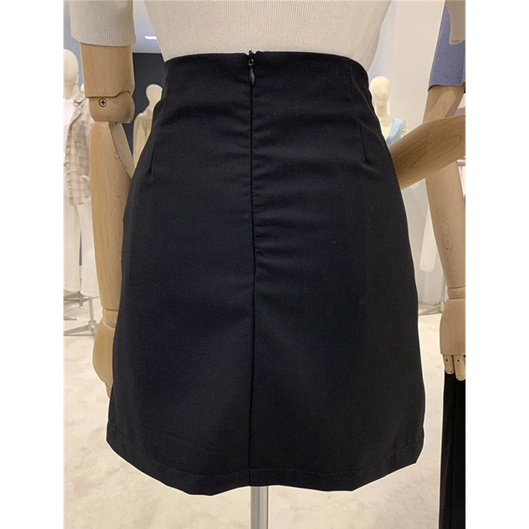 tweed skirt Half-length skirt female 2021 summer new fashion high waist bag hip design irregular retro thin a-line skirt   A-LINE  Ruffles hoop skirt