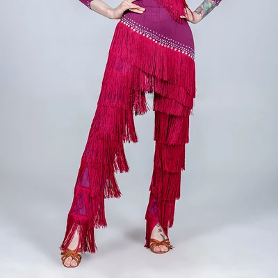 Dark Red Pants Костюмы для латинских танцев, рубашка или брюки или комплект, женское платье для латинских танцев, сальса, стандартные танцевальные брюки, 5 вариантов, D0717, с кисточками, стразы - Цвет: Dark Red Pants