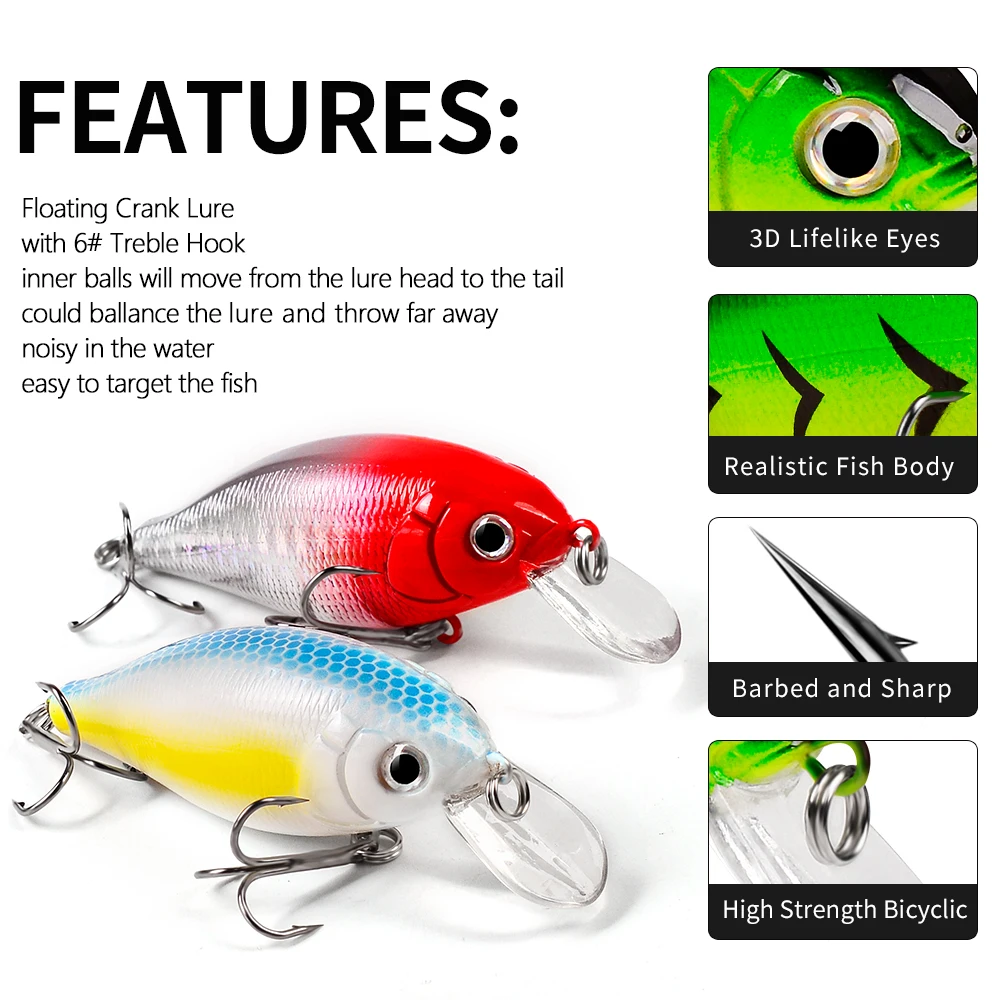 VALHALLA 1Pc Crankbait Wobblers Hard Fishing Tackle 13g 7cm Swim Bait Crank  Bait Bass Fishing Lures 5 Colors Fishing Tackle