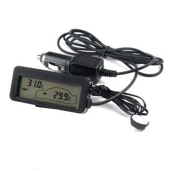 

12V Car Thermometer Indoor Outdoor Vehicle Celsius Temperature Meter Monitor with 1.5 Cable Sensor