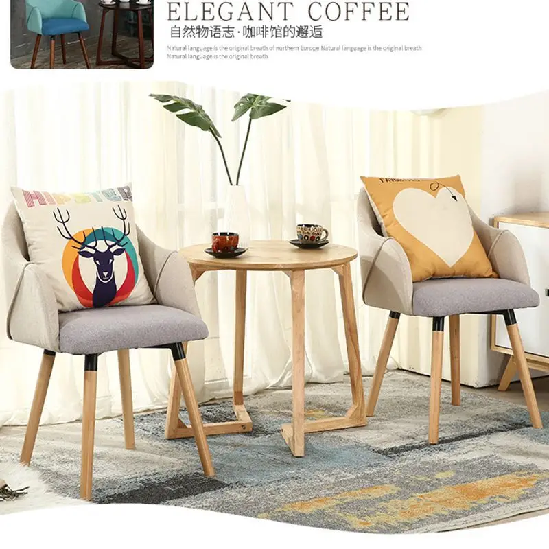 

Yulai cegar xuan Solid Wood Coffee Shop Three-piece Tables And Chairs Northern European-Style Teapoy Table Leisure Chair Combina