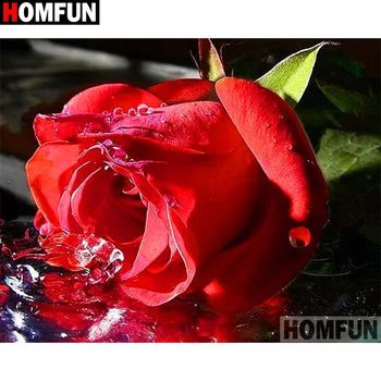 

HOMFUN 3D Diamond Painting "Red rose flower" DIY Full Rhinestones Drill Cross stitch Kits Square Round Diamond Embroidery A27229