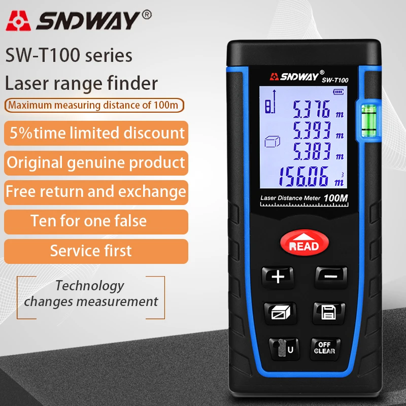 

SNDWAY laser distance meter 40M 60M 80M 100M rangefinder trena laser tape range finder build measure device ruler test tool