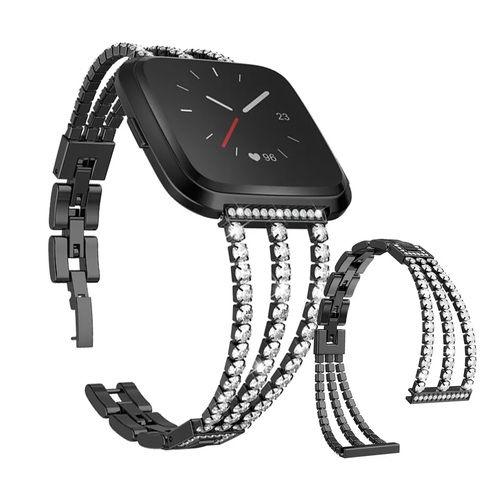 Умный Браслет Fitbit Versa, браслет из нержавеющей стали с бриллиантами, Металлический Браслет для Fitbit Versa, смарт-браслет