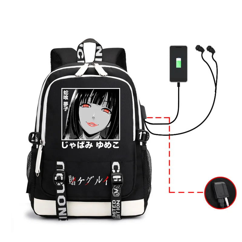 Kakegurui Backpack Anime Jabami Yumeko Plus Ultra Multifunction USB Charging Laptop Shoulder Unisex Travel School Bags Girl Boys