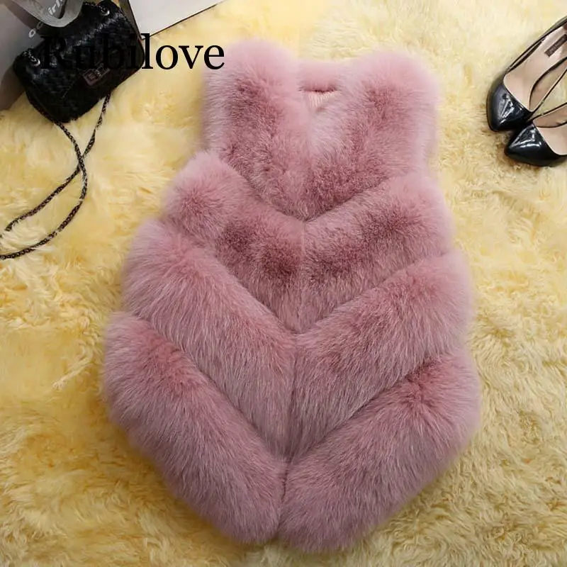 Rubilove Новое модное меховое пальто для женщин плюс Размер Искусственный меховой жилет короткая куртка меховой жилет пальто куртка женская