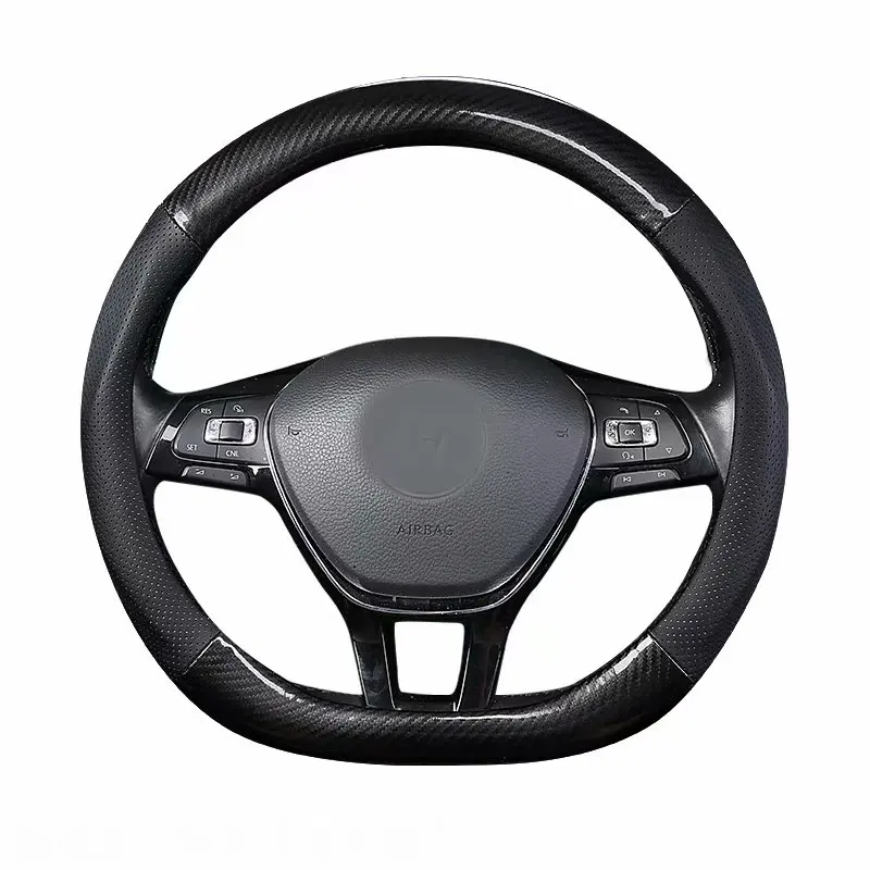 Кожаный чехол на руль автомобиля для Mini Cooper S JCW One D Countryman Clubman Paceman F54 F55 F56 F57 F60 R59 R55 R50 R53 R58 - Название цвета: B black no logo