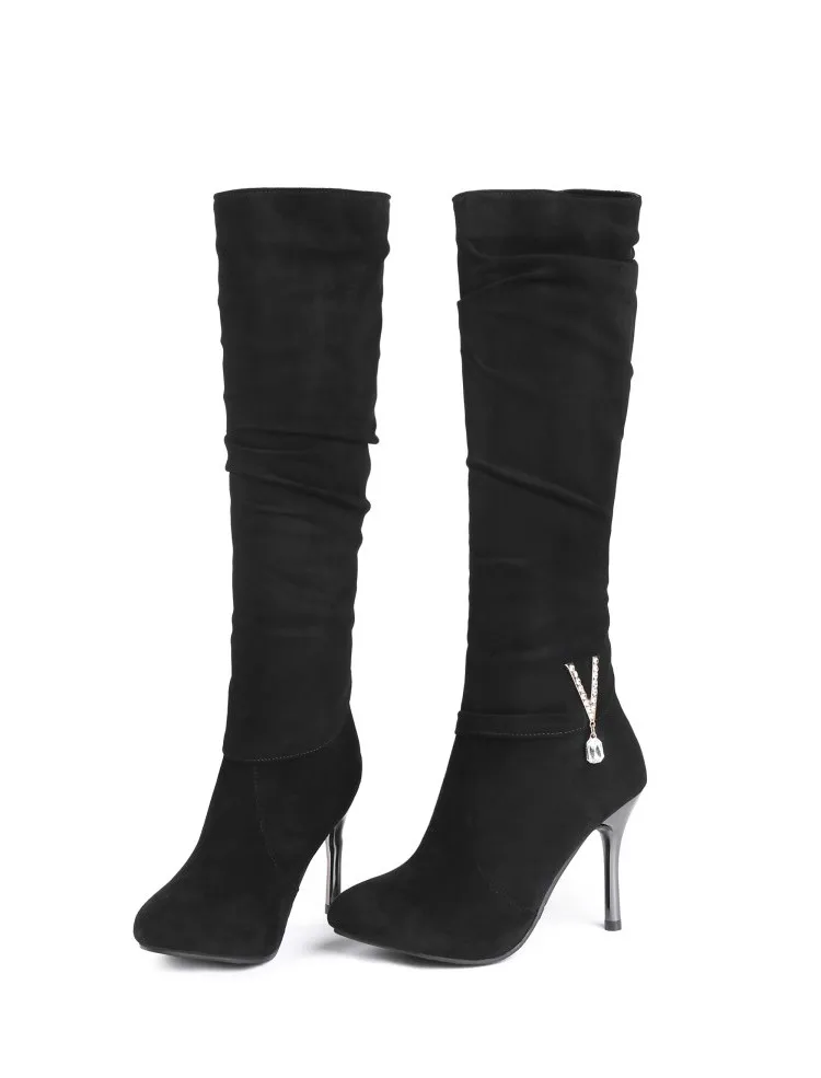 new style Autumn And Winter fashion Round head Comfortable Fine heel High heel High tube Women's boots size 34-43 8.5cm high