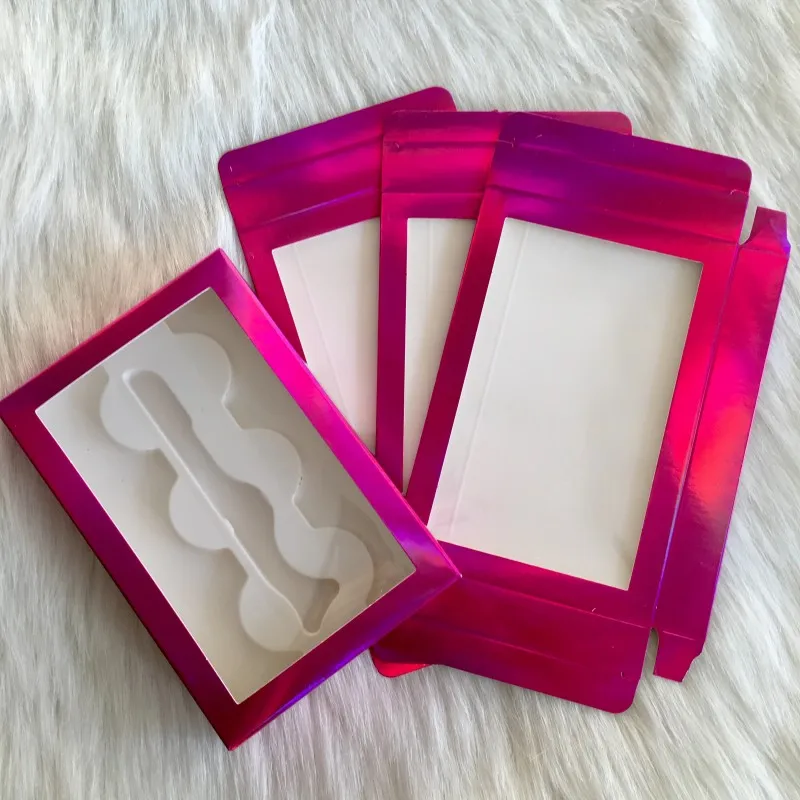 Empty 3pairs Eyelashes Packaging 20pcs/lot Pink Holographic for Mink Eye Lashes | Красота и здоровье