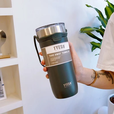 550 & 710ml Creative Double Stainless Steel Coffee Thermos Mug With Lid Car Ice Cup Vacuum Flask Portable Travel Insulated Mugs 710ml Dark blue