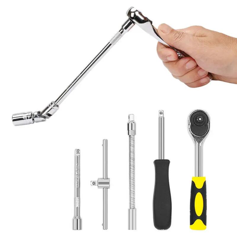 

46Pcs Spanner Socket Screwdriver 1/4 Car Repair Tools Ratchet Wrench Box Kit