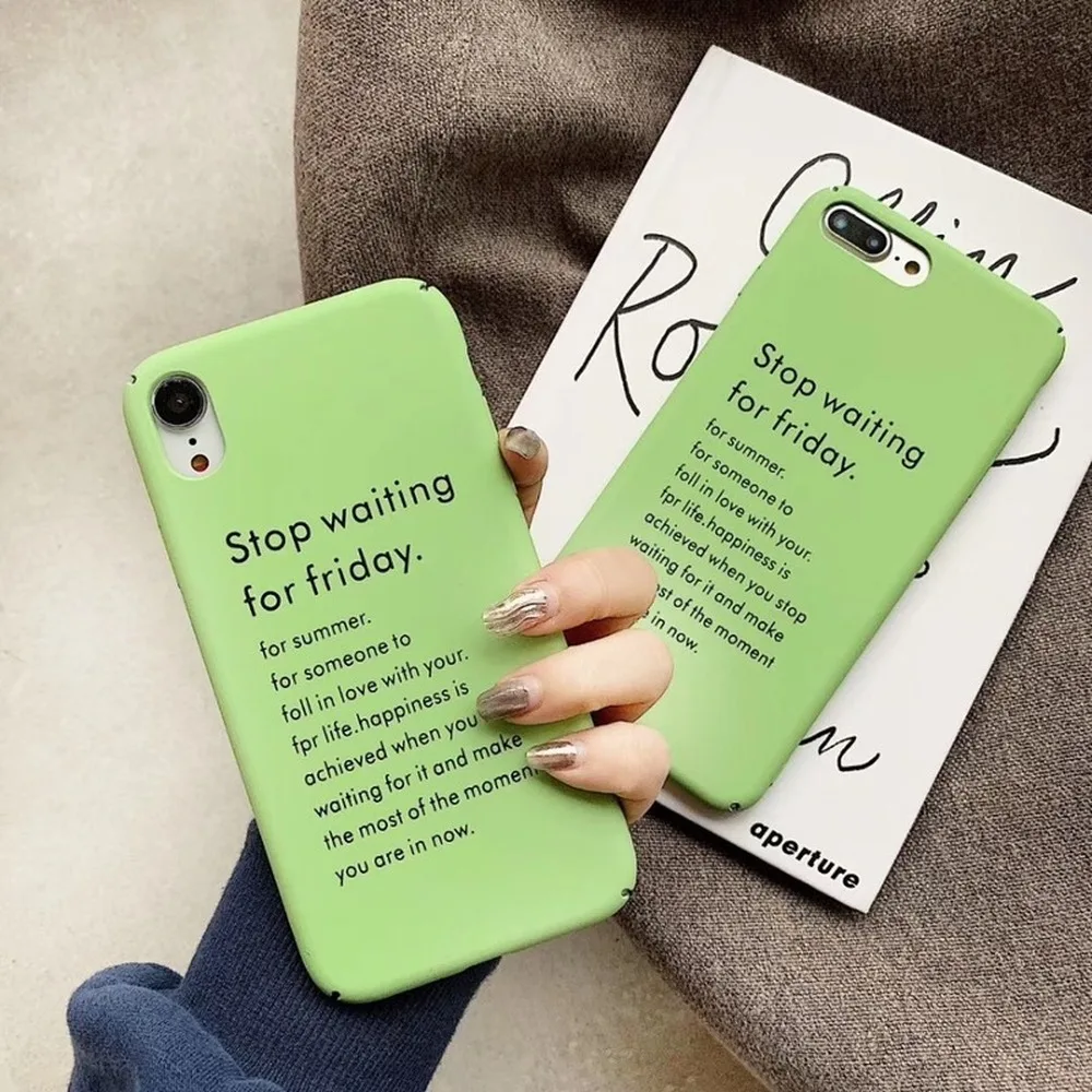 

Simple English Letter Phone Case for Redmi Note 7 Case Green Hard PC Case for Xiomi Mi6 Mi8 Mi9 Mi 9Lite Mi5X Mi6X Cover Coque