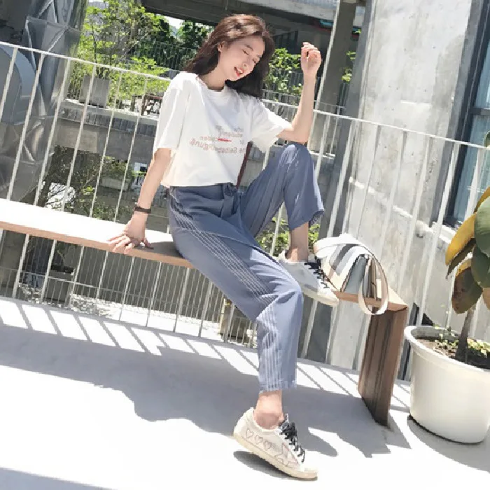 

2019 New Style Sports Casual WOMEN'S Suit Summer Short-sleeved Two-Piece Set Fashion Loose Korean-style Ttzl Hip Hop Clothing Fa