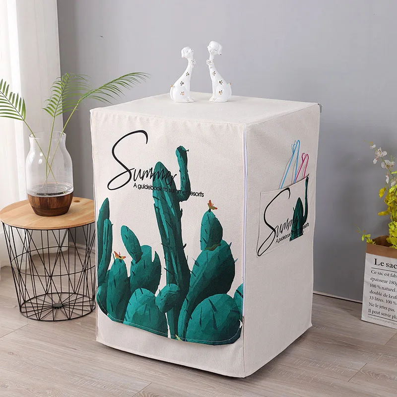 Cactus Nordic Style Washing Machine Dustproof Cover Cotton And Linen Cover Washing Machine Protector Covering Cloth - Цвет: Cactus