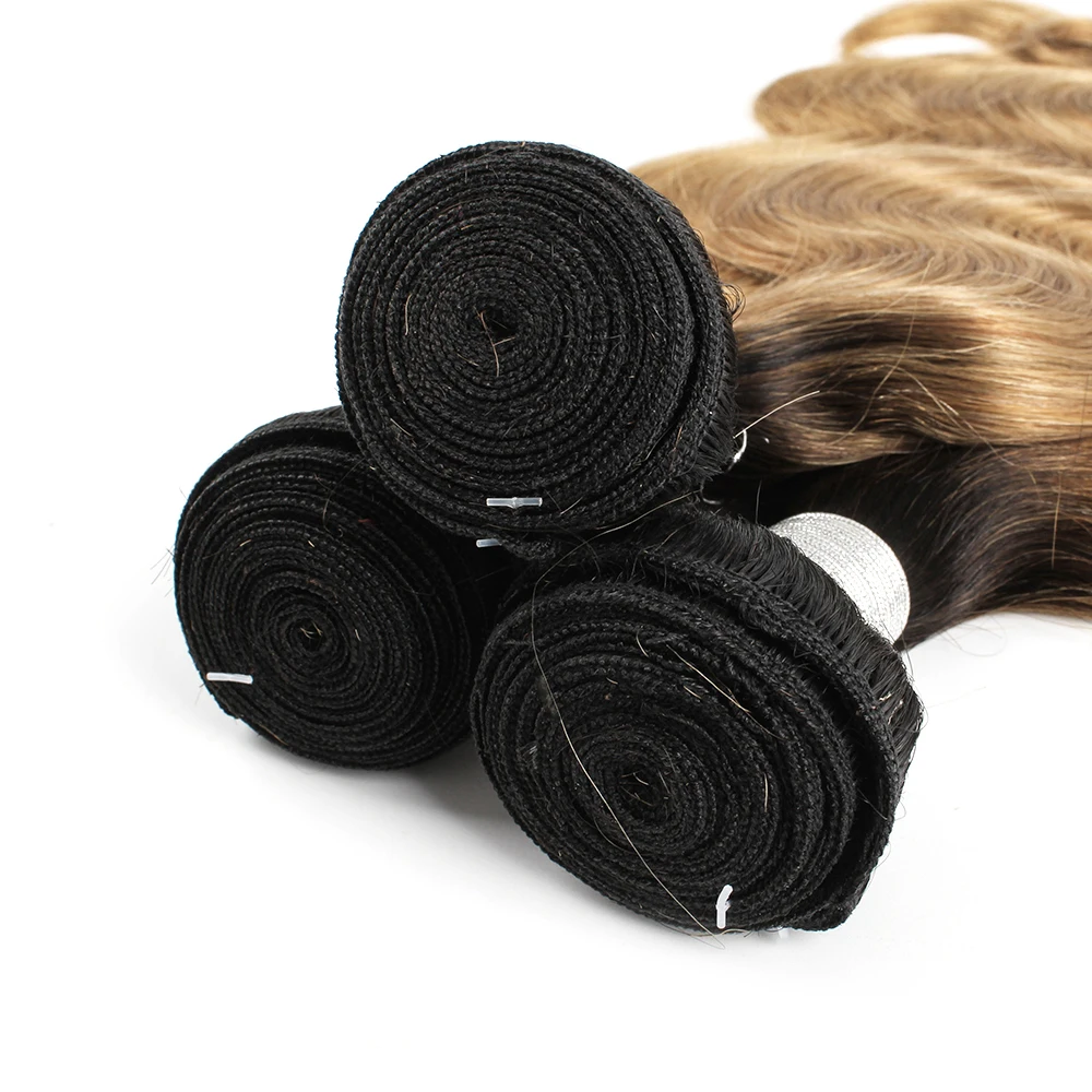 Kisshair T1b27 Hair Bundles 1/3/4Pcs Pre-colored Honey Blonde Body Wave Indian Human Hair Extension 2 Tone Ombre Bundles
