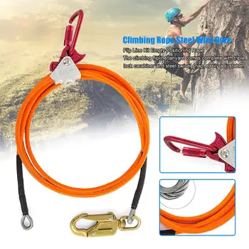 

Rock Climbing Protection Equipment Fixed Pin Rope Grab Steel Swivel Snap Triple Lock Carabiner Steel Core Lanyard