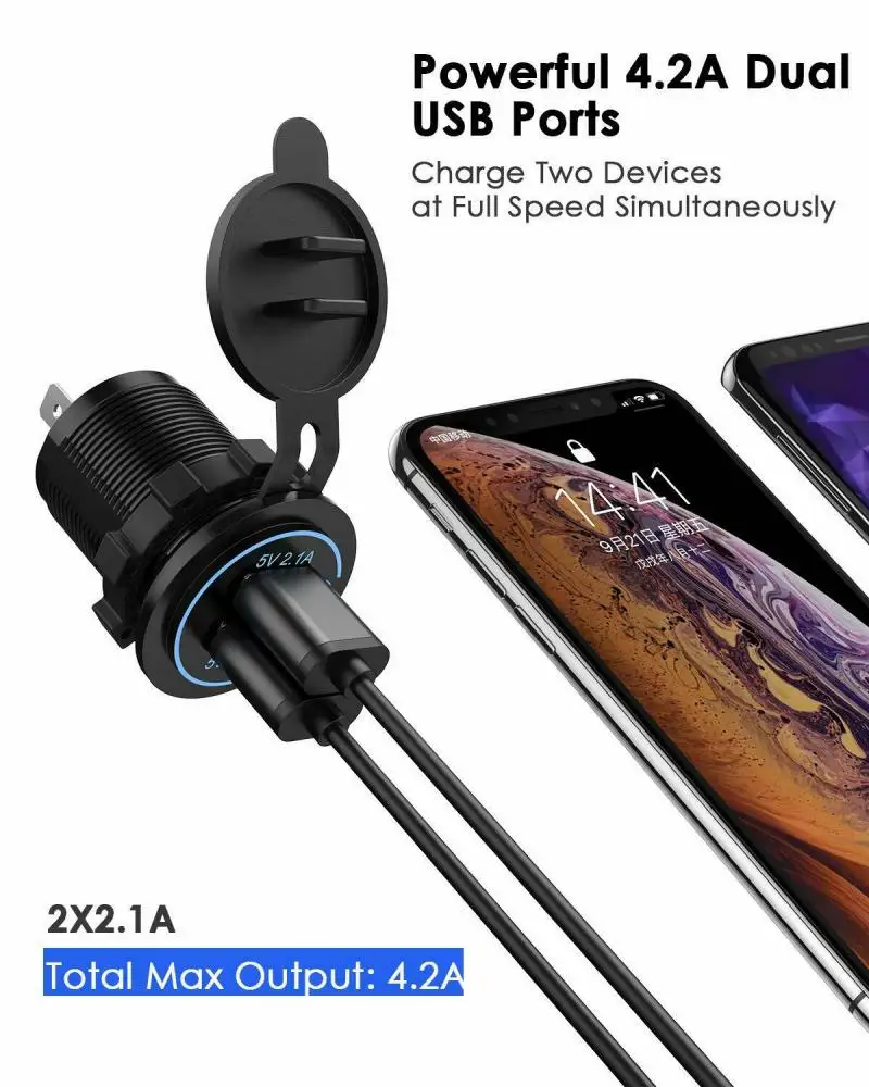 Двойной Переходник USB для зарядки в машине Авто Автомобильное зарядное