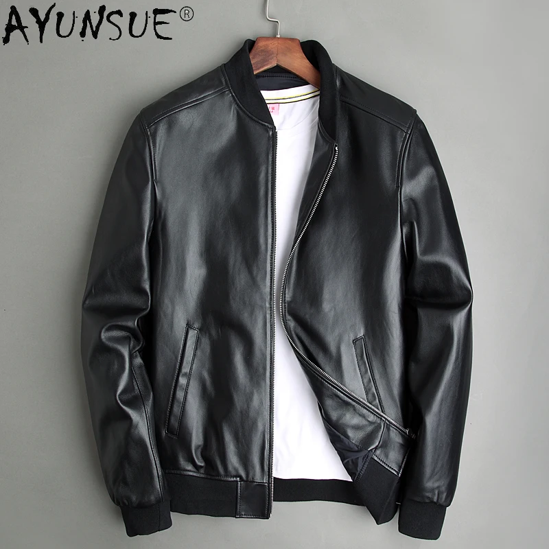 

AYUNSUE 100% Sheepskin Leather Jacket Men Short New 2020 Men's Clothing Autumn Winter Coat Mens Chaqueta Cuero Hombre LXR380