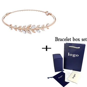 

SWA 2019 Autumn New Leaf Bracelet Rose Gold Simple Feminine Luxury Jewelry for Mom and Girlfriend Fashion Romantic Gift