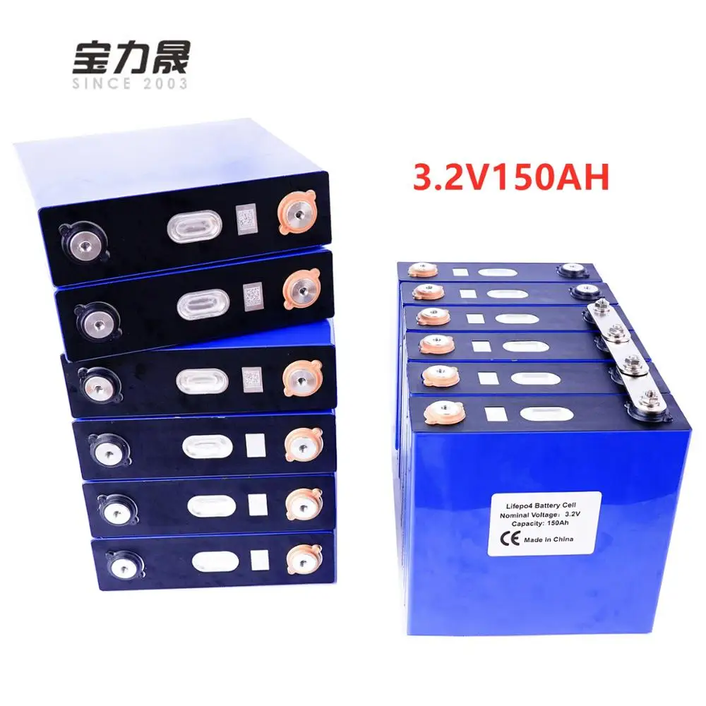 

Grade A 2020 new 8PCS 3.2V 150Ah 155Ah lifepo4 battery Lithium Iron Phosphate Cell solar 24V not 120Ah 200ah CE UL certification