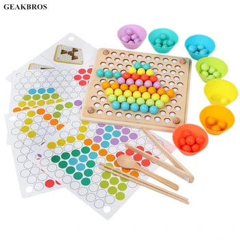 

Kids Montessori Wooden Toys Hands Brain Training Clip Beads Puzzle Board Math Game Children Baby Early Educational Learning Toys
