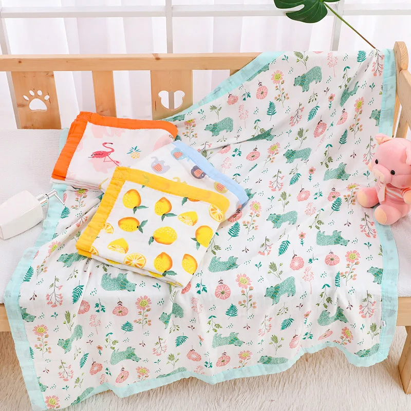 

L01 Bamboo Cotton Four Layer Gauze Bamboo Fabric Combing Covered Edge Children's Quilt No Fluorescence Blanket Baby Bath Towel S