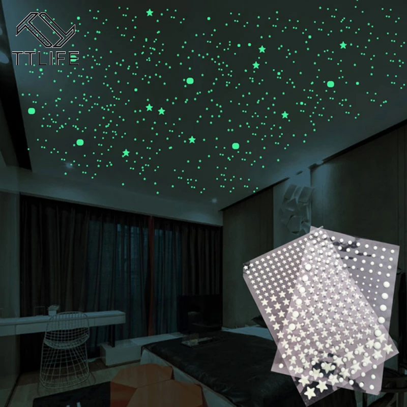 

TTLIFE 202 PCS 3D Bubble Luminous Stars Dots Wall Sticker Kids Room Bedroom Home Decoration Decal Glow In The Dark DIY Stickers