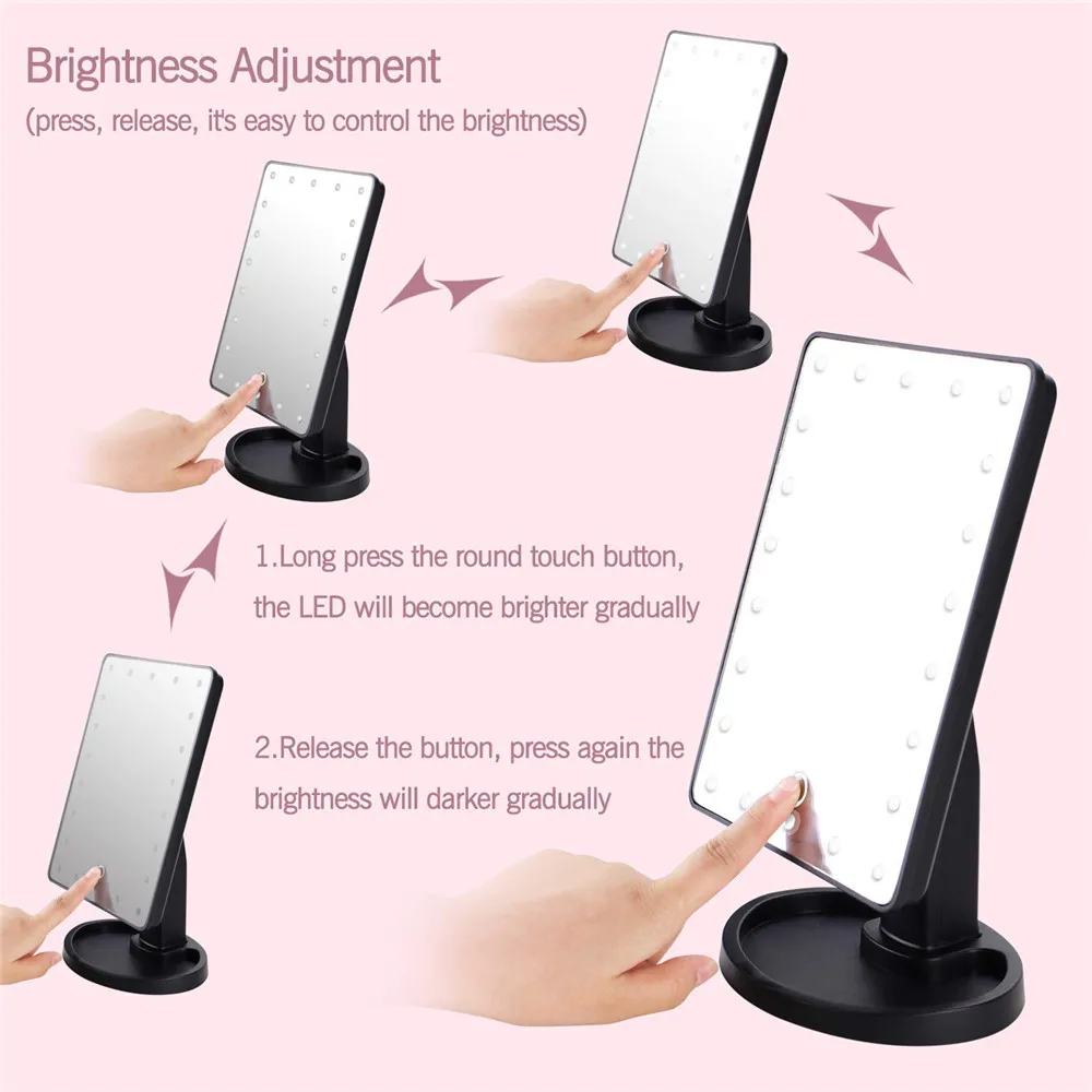 Tlinna профессиональный светодиодный сенсорный экран, косметическое зеркало для макияжа, 22 лампы, увеличительное зеркало, освещенное настольное косметическое зеркало