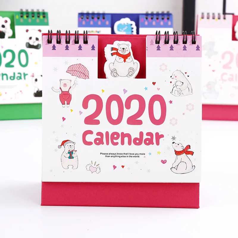 Настольный бумажный календарь, свежий мультяшный панда, ручной рисунок, двойной ежедневный планировщик, настольный планировщик, органайзер на год